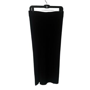 Blush Boutique Black Ribbed Side Slit Fitted Midi Skirt Womens Large